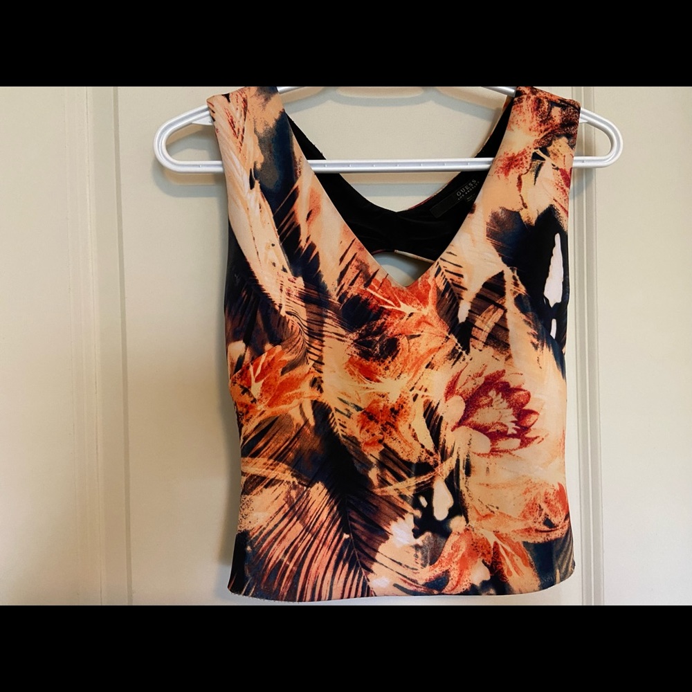 Vintage Guess crop top with cutout back and gold zipper